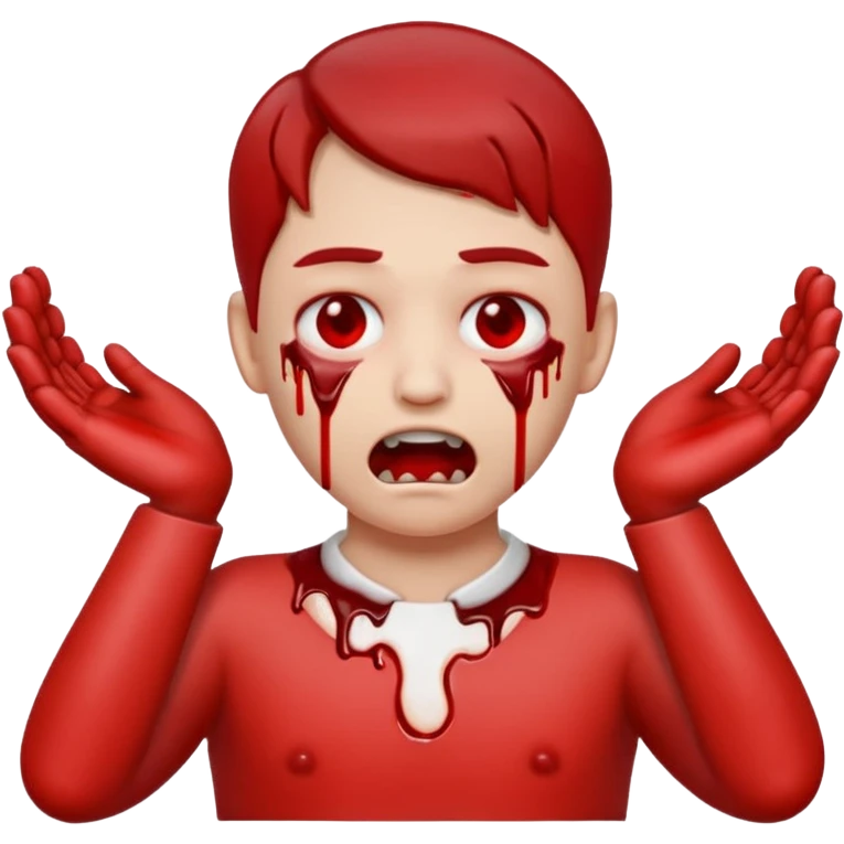a emoji head choking itself
with both its hands around its neck very graphic with alot of gore emoji