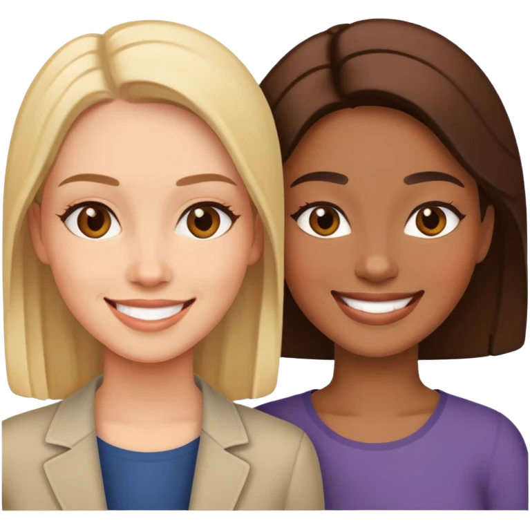 two women standing next to each other, smiling, friends emoji