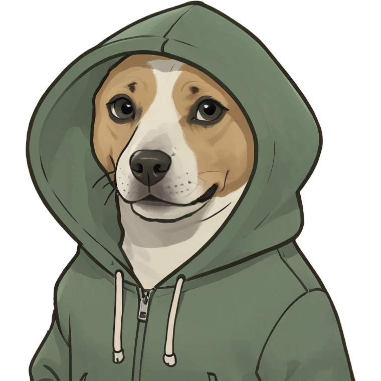 Dog wearing hoodie emoji