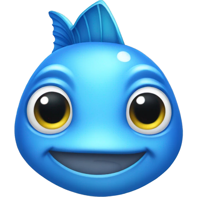 BLUE FISH EMOJI WITH A TIARA  emoji
