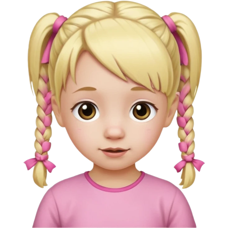 Una niña rubia de 6 años con coletas rosas emoji