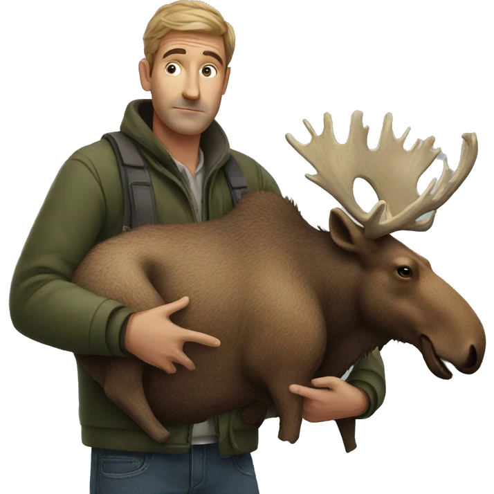 Man carrying a dead moose emoji