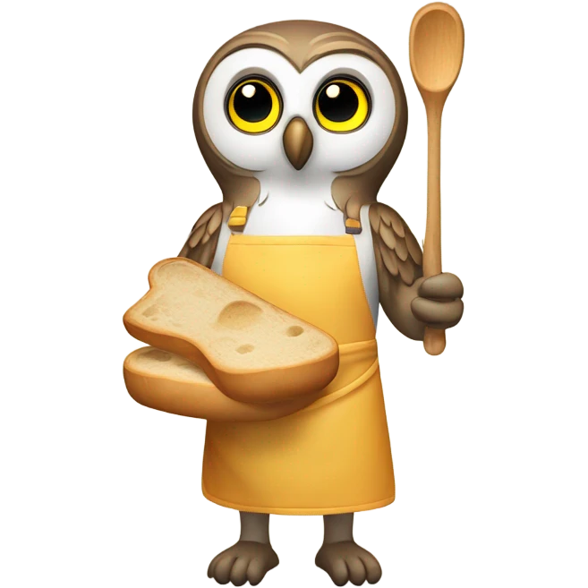 owl in apron baking bread emoji
