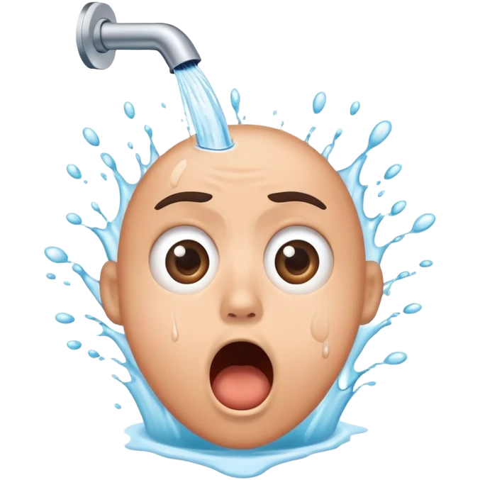 A shocked, surprised face reacting to toilet water splash emoji