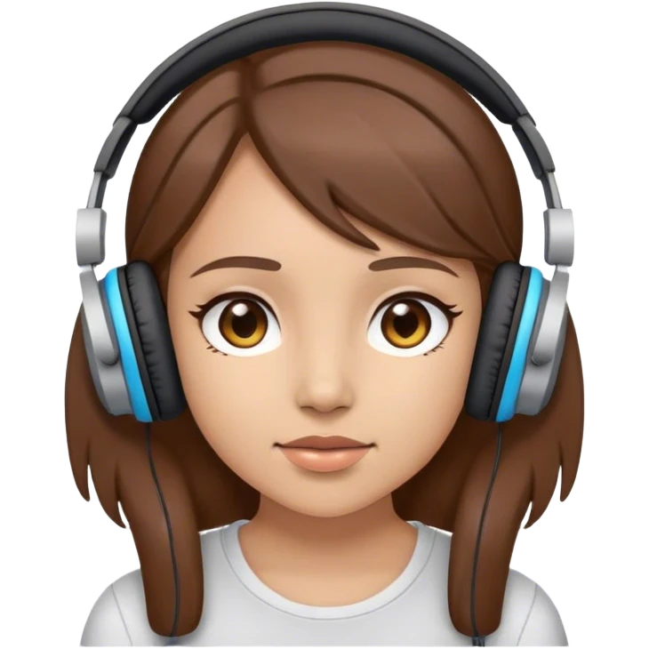 chica con el pelo moreno utilizando auticulares  emoji