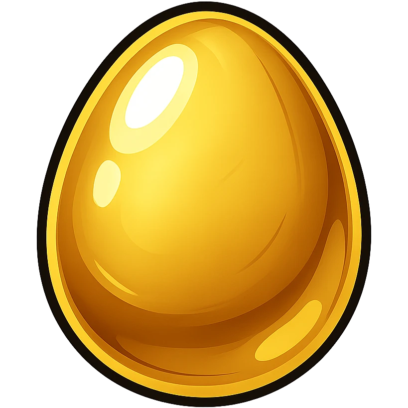 cartoon style golden egg, shiny, simple, playful emoji