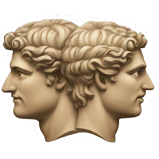 janus greek god two faces facing oposite emoji