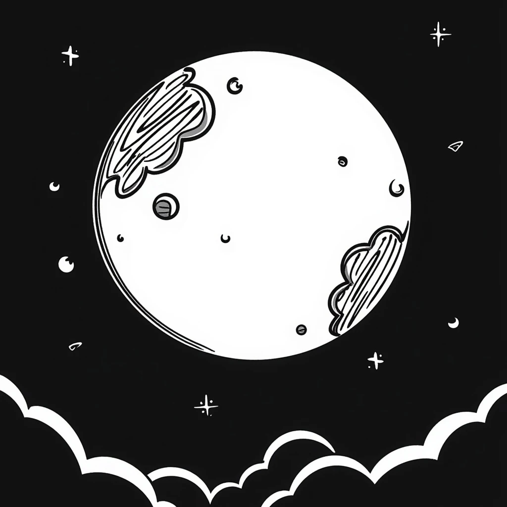 full moon emoji, colored in #fb8275, animated line art style emoji