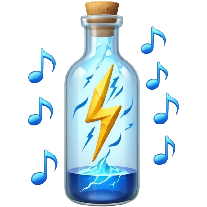 lightning bolt in a bottle beautiful clear musical notes emoji