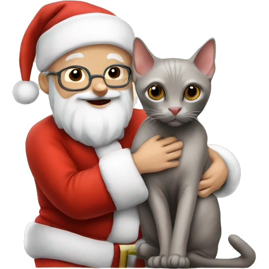Hairless cat sitting on Santa’s lap emoji