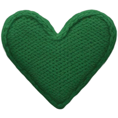 Knitted pattern in the shape of a heart and color is dark green emoji