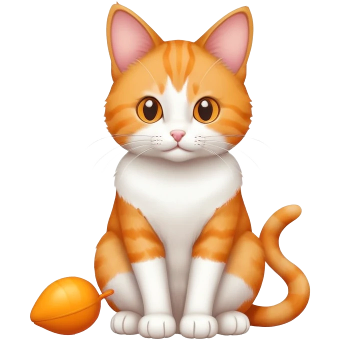 cat full body sitting playing with a toy mouse emoji