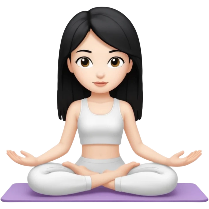 Black hair girl with white clothes pilates princess  emoji