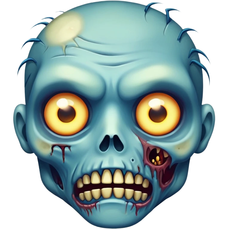 blue zombie face with bright glowing eyes emoji