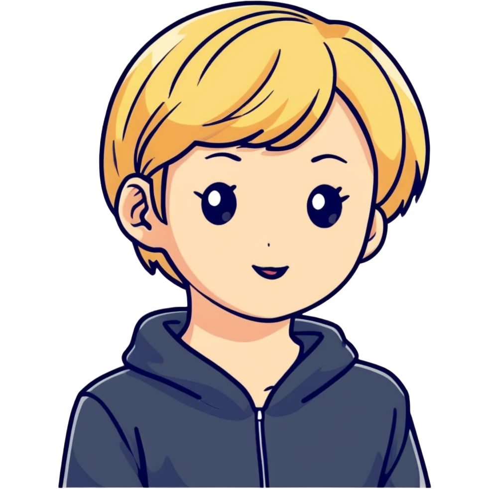 Blonde Korean girl with short hair emoji