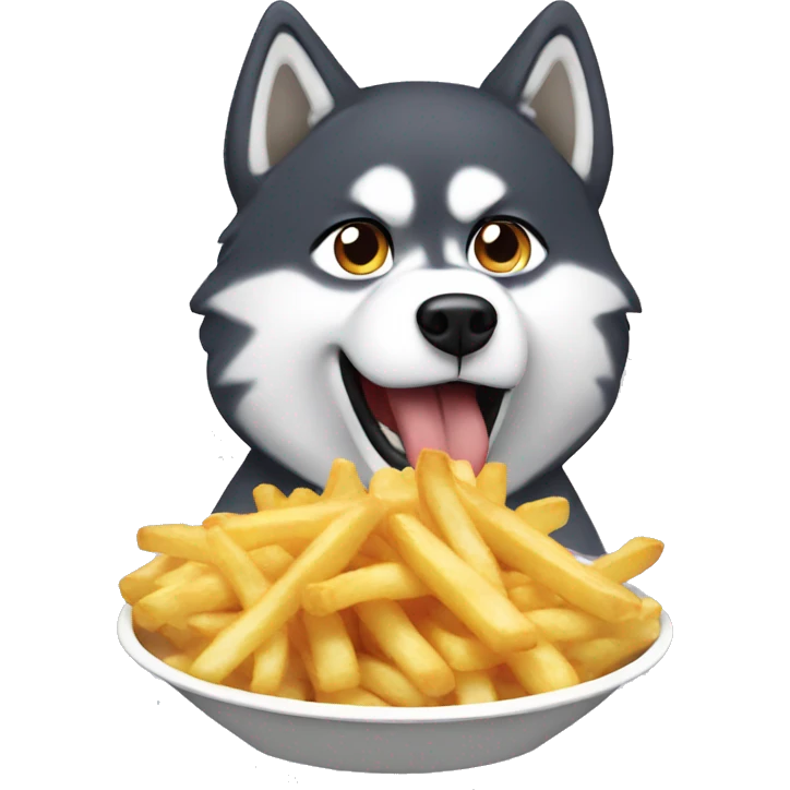Husky eating fries emoji
