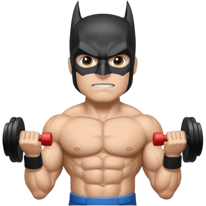 Batman lifts dumbbells emoji