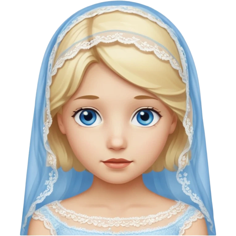 Girl with blonde hair and blue eyes lace veil emoji