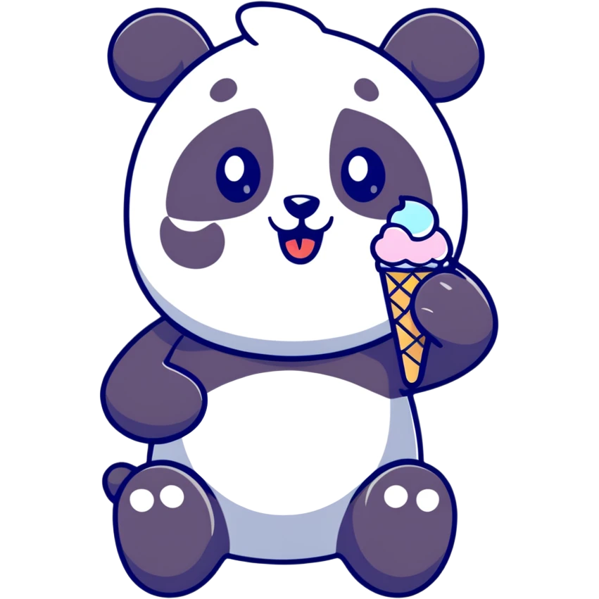 Panda eating ice cream emoji