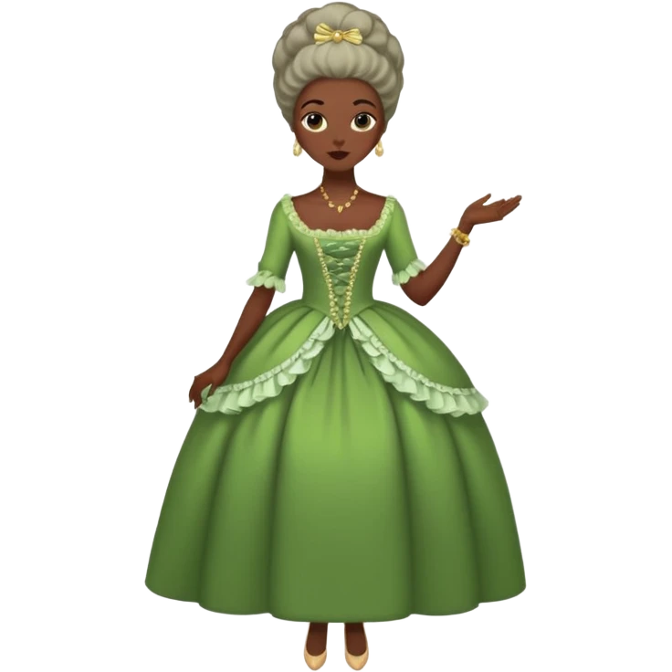 marie Antoinette fashion dark skinned woman green dress emoji