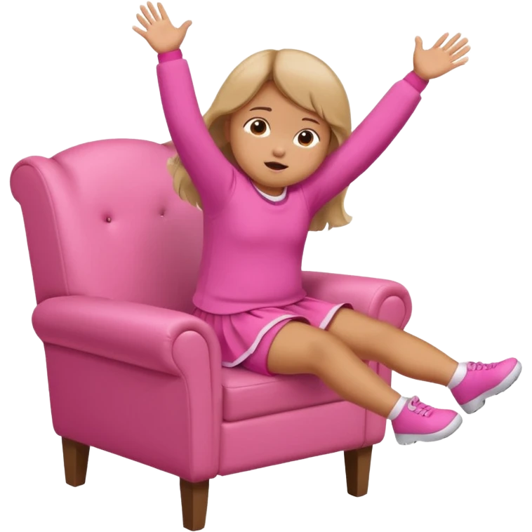 Little Girl fat but not too fat falling off of a chair half in the air chair with pink clothes on emoji
