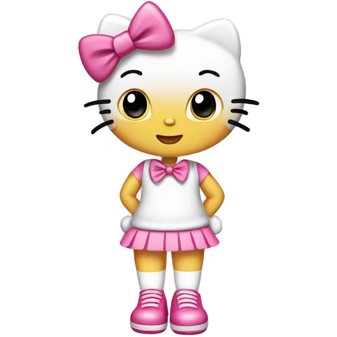 hello kitty with pink bow and pink shoes emoji