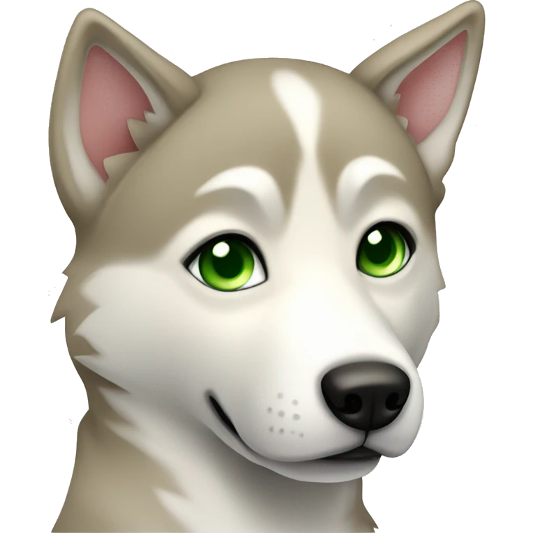 Beige husky with green eyes Rosa collar emoji