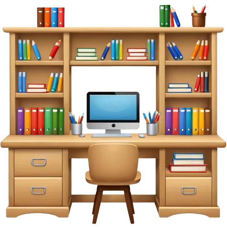 Make a.study table emoji with shelves. emoji