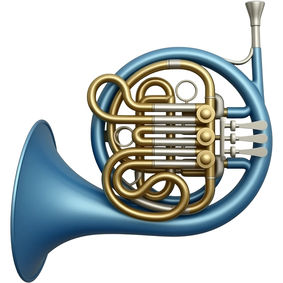 Blue french horn (no gold) only blue only BLUE emoji