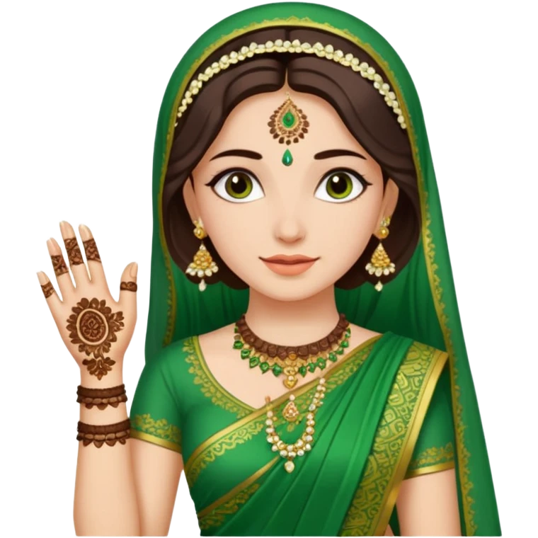 bride in mehendi Ceremony in green saree emoji