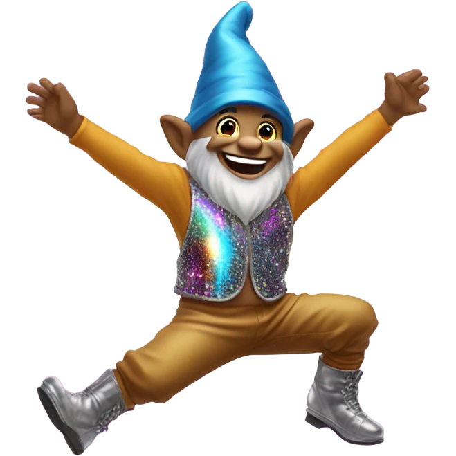 A gnome doing the disco emoji