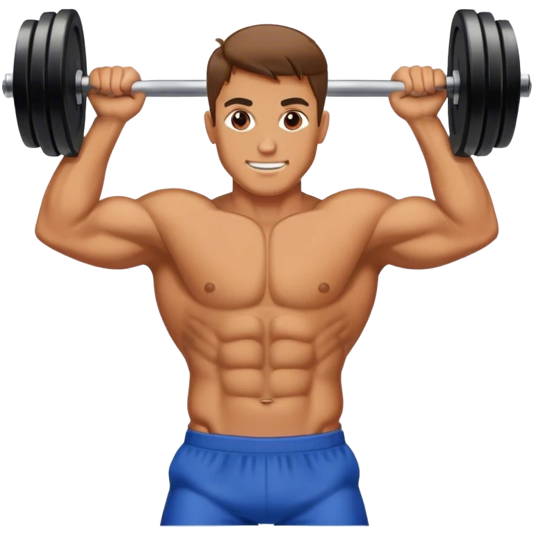 Gym man lifting weights with abs emoji