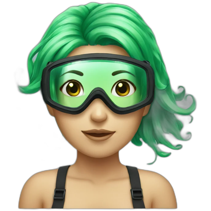 green hair with diving mask girl emoji