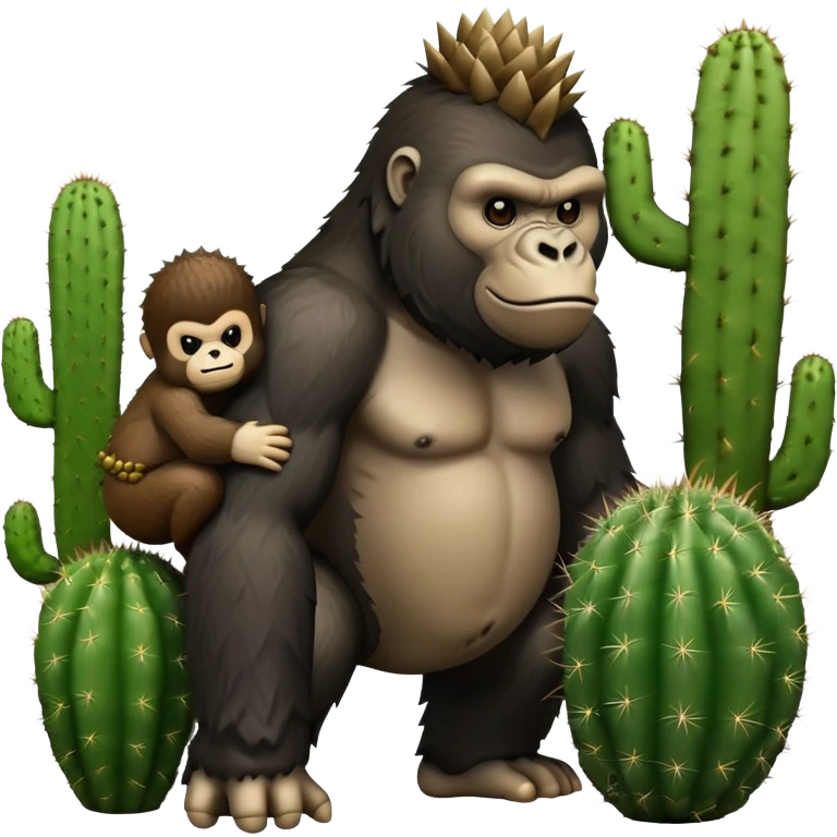 Cactus riding a gorilla  emoji