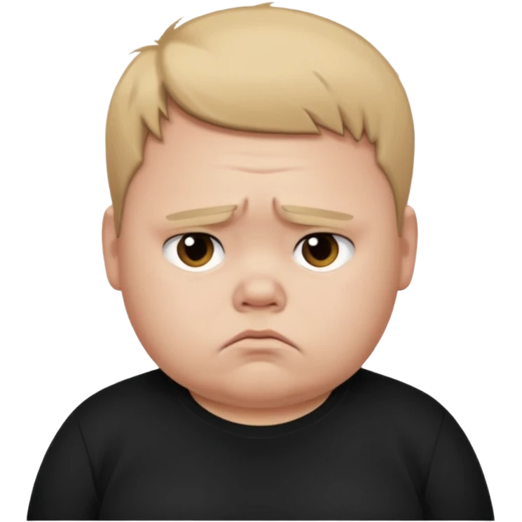 sad fat young boy in black t shirt emoji