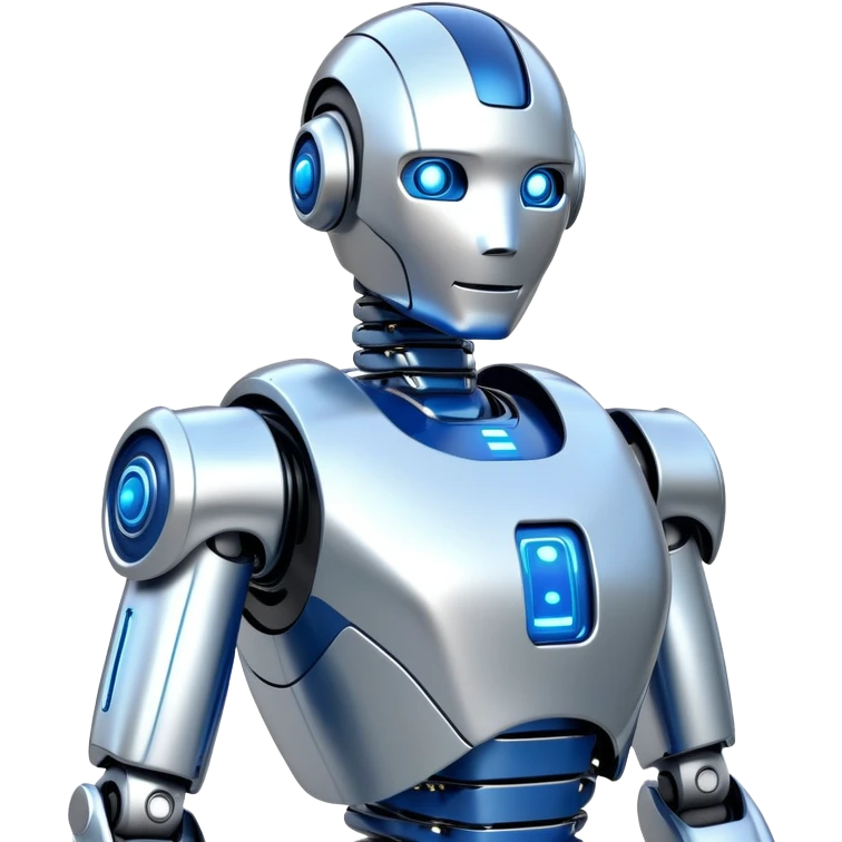Sleek humanoid robot with chrome body and glowing blue circuitry lines emoji