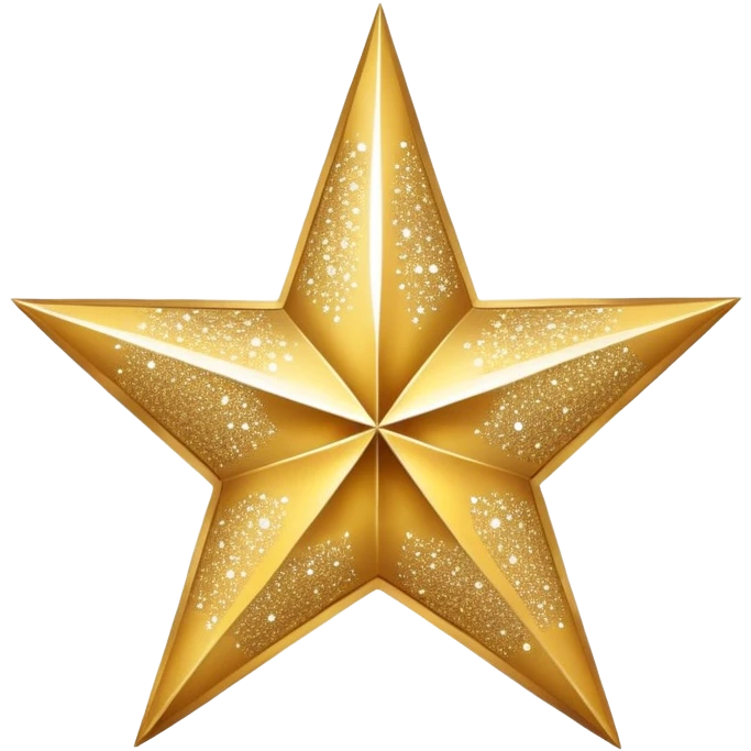 a large sparkle star where each point has a different pattern or texture, varied patterns on single sparkle emoji