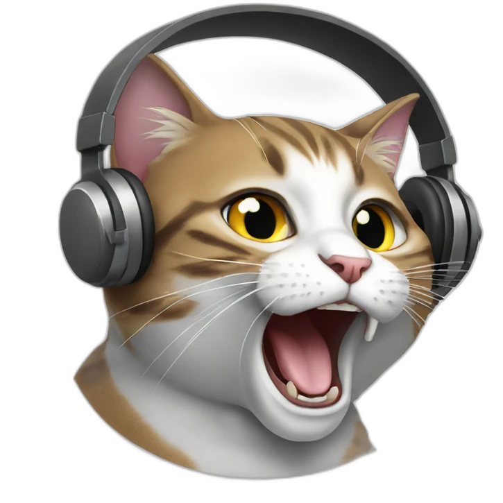 The cat is yelling in headphones emoji