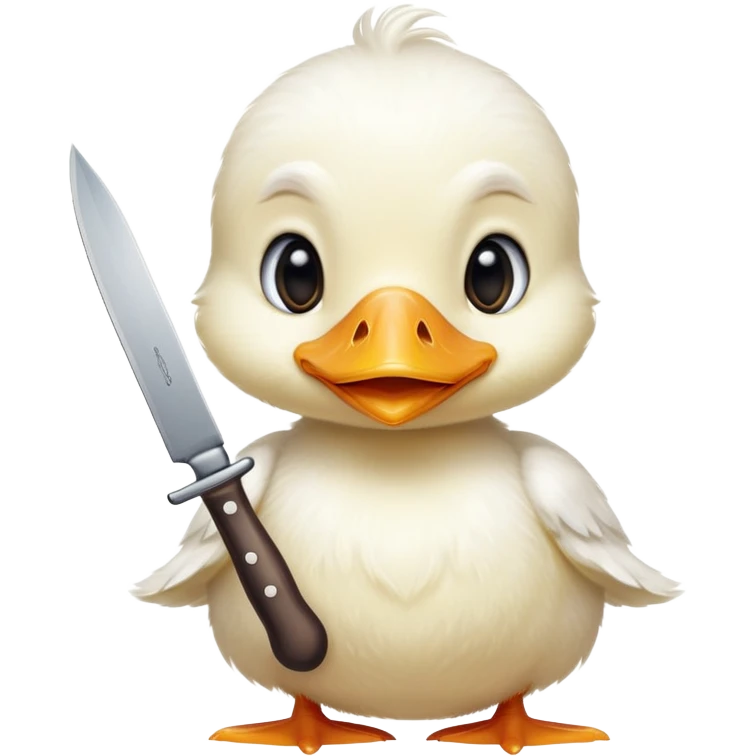 pato blanco y tierno con cuchillo en el pico  emoji