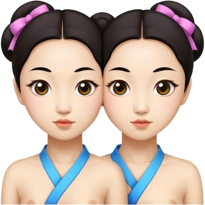 Vintage circus beautiful Asian female siamese twins  emoji