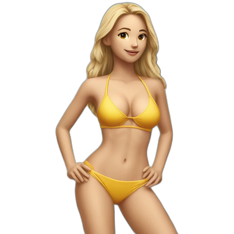 Slim-fit Caucasian woman bikini cute (beach body) bed emoji