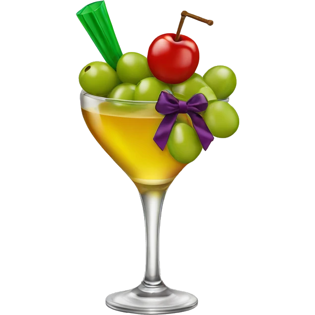 cocktail pick with a bow and 3 olives emoji