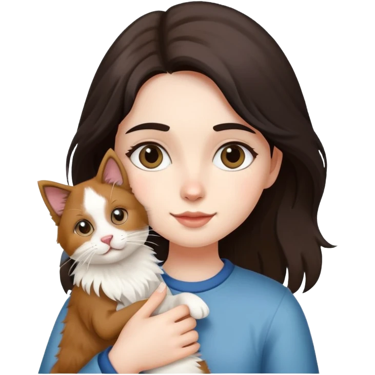 A girl holding a Ragdoll Cats and a Border collie emoji