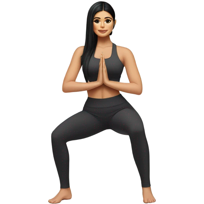 Kylie Jenner squatting in yoga pants emoji