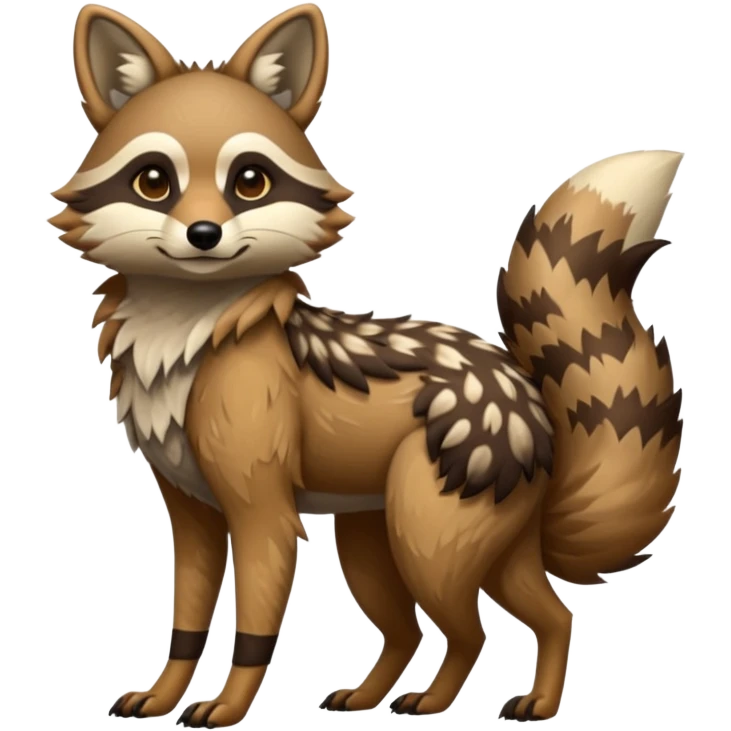 fantasy-tanuki-jackal-Coyote-marsupial-fursona-hybrid animal creature full body with intricate markings  emoji