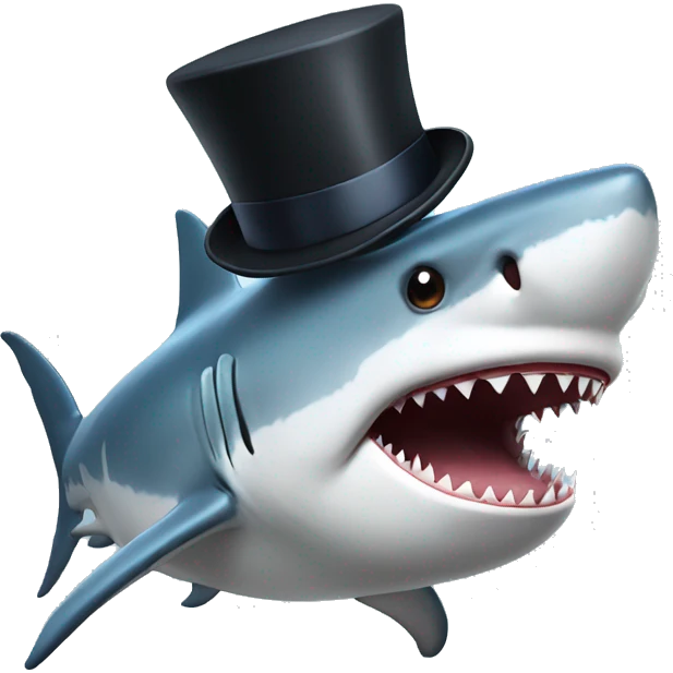 Shark with a top hat emoji
