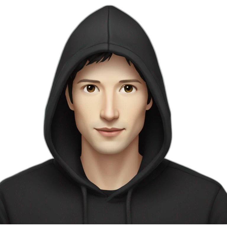 Pavel Durov in black hoodie emoji