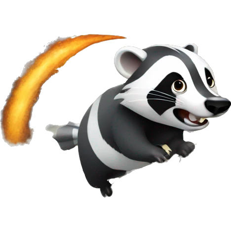 angry badger on rocket flying to moon emoji