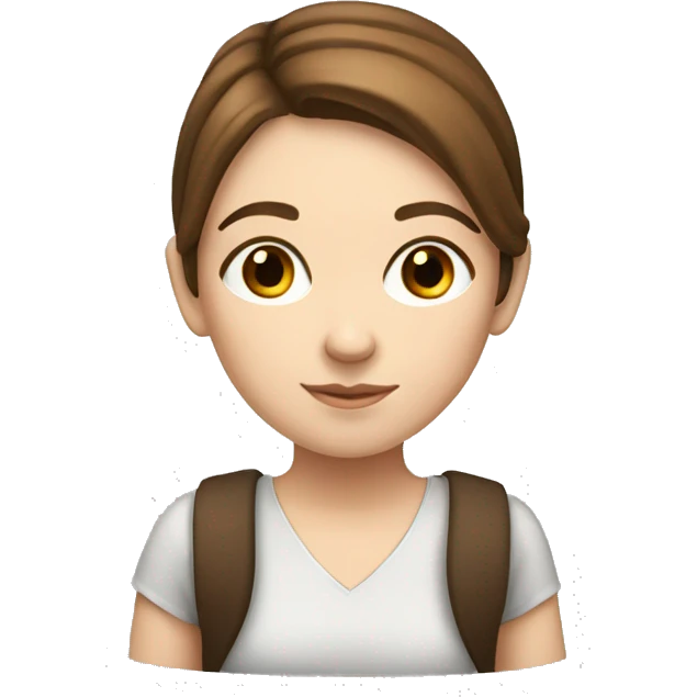 a white girl with brown hair studying emoji