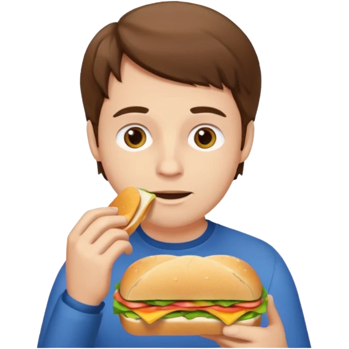 white man, brown hair, eating  emoji